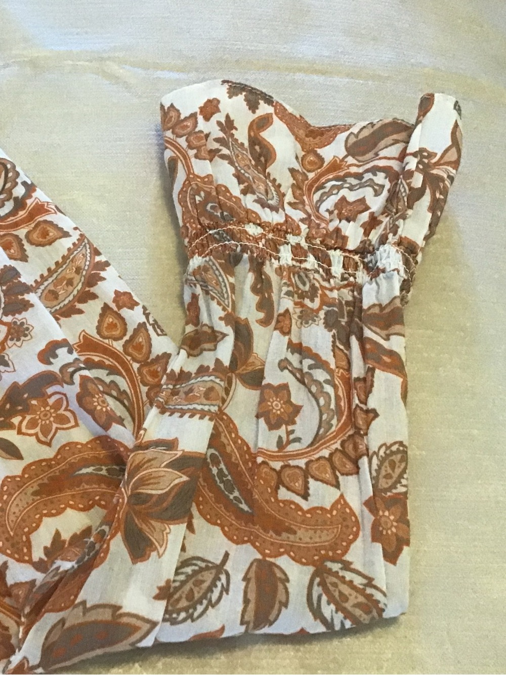 Maje Rust and Cream Paisley Ruffle Maxi Dress - Picture 6 of 8